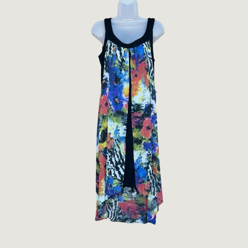 Milano Dress Women's Medium Boho High Low Artsy Abstract Colorful Bold Fairy